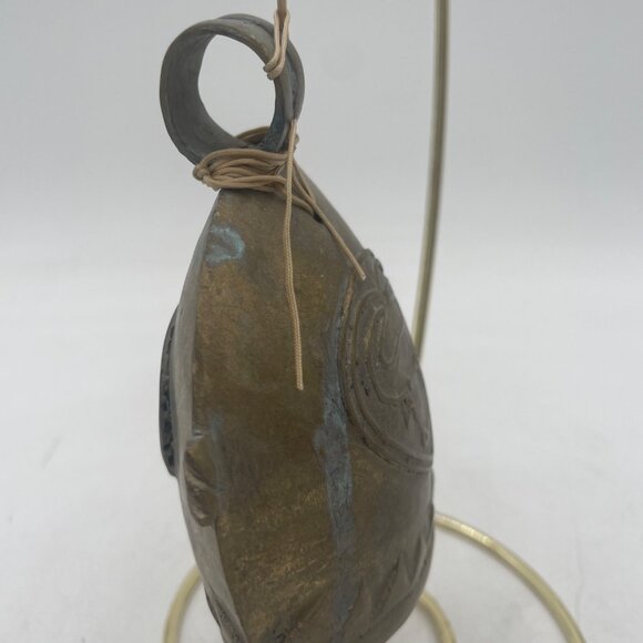 African Buffalo Brass Tribal Pendant Bull Design Cow Bell & Patina Finish - Picture 4 of 5